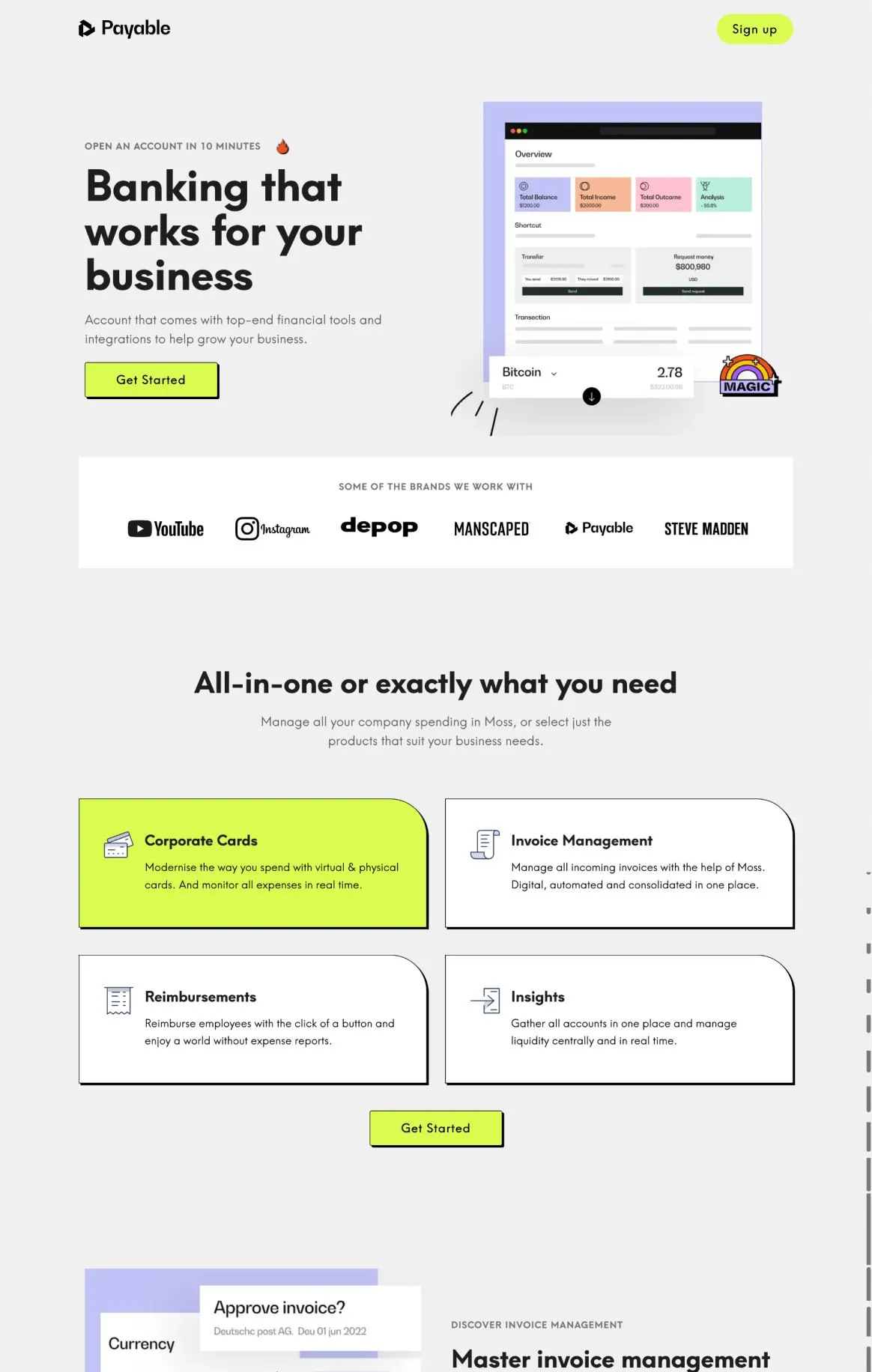 Payable - Business Banking Signup Page