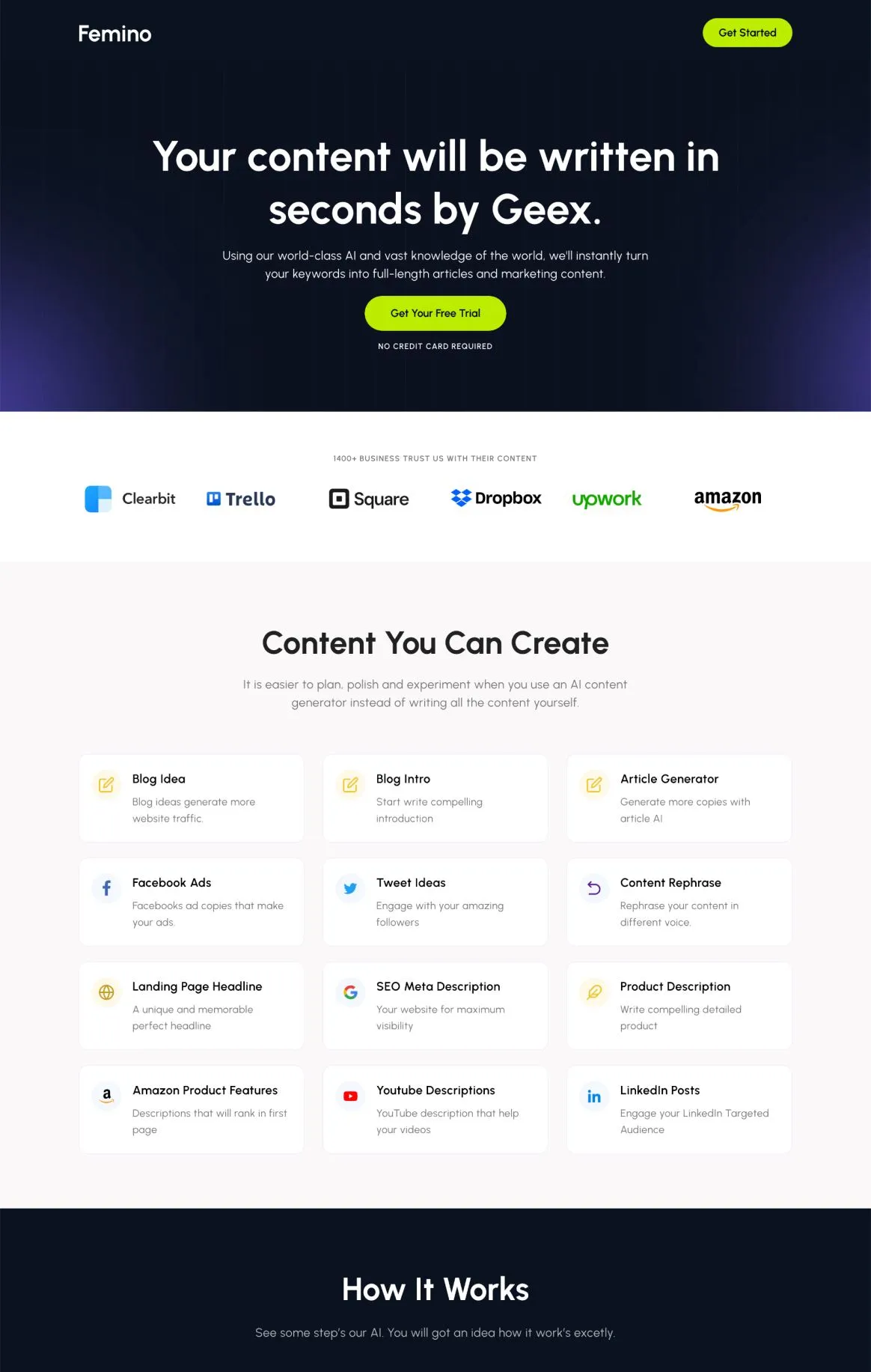 Geex - AI Writing Signup Page