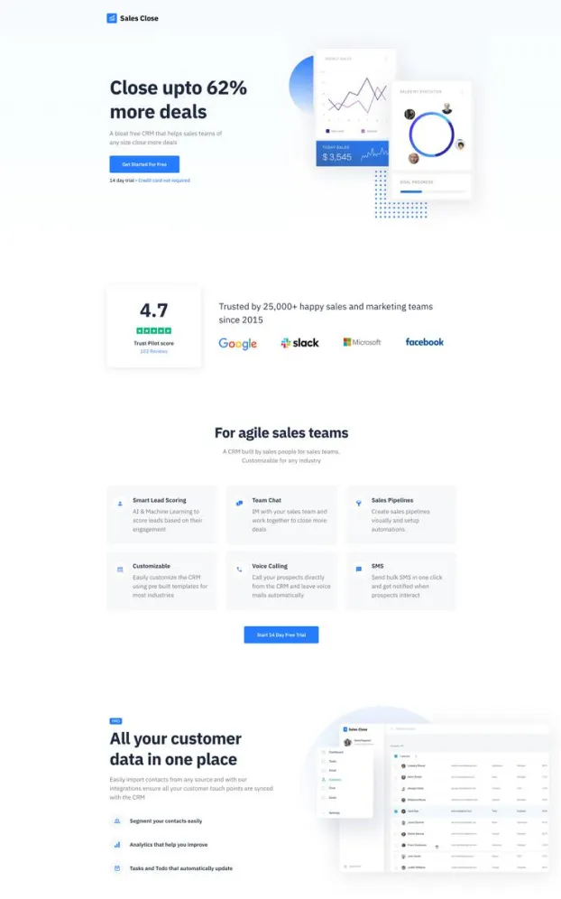 Sales Close - CRM Signup Page