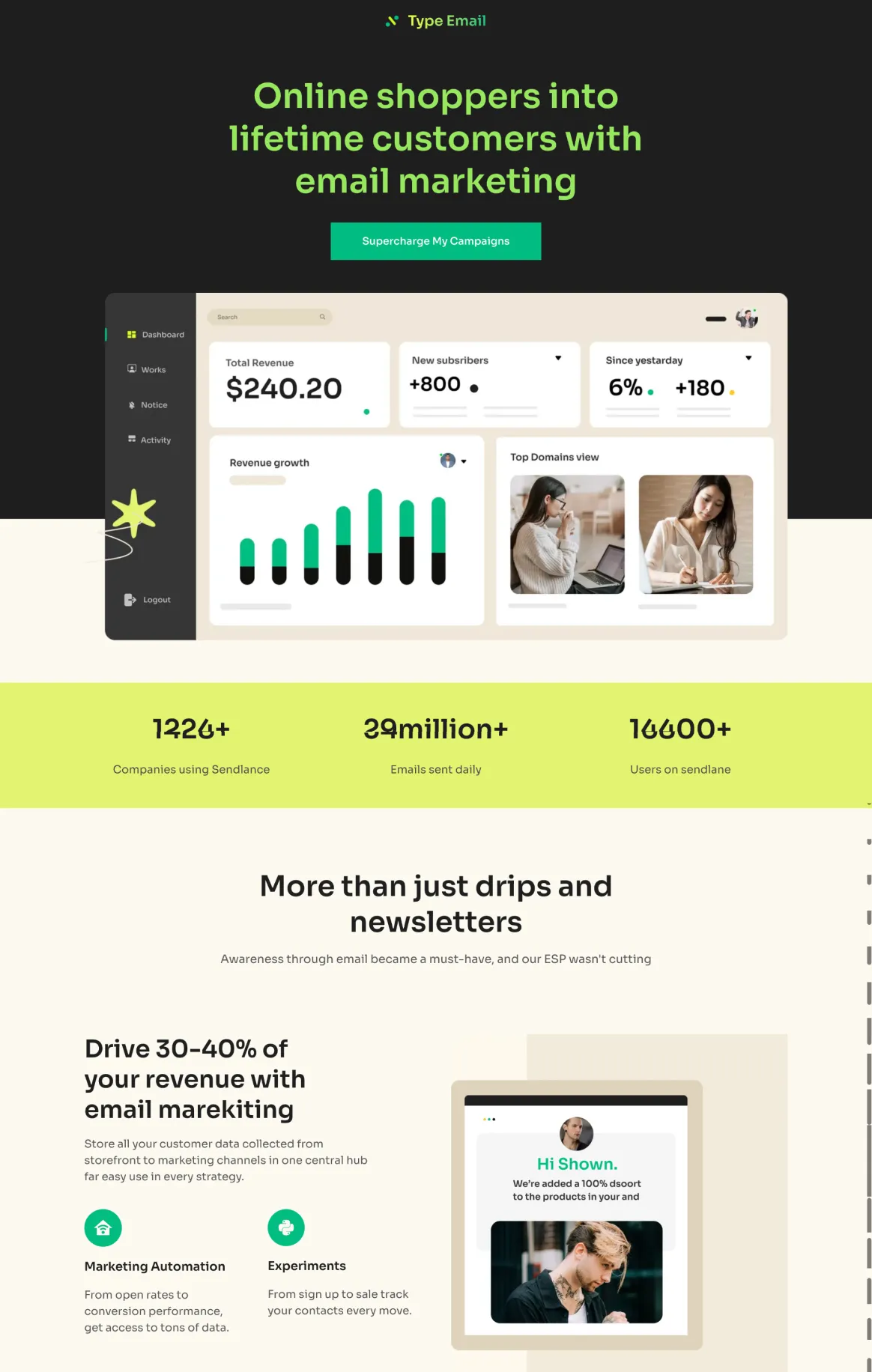 Type Email - Ecommerce Marketing Signup Page
