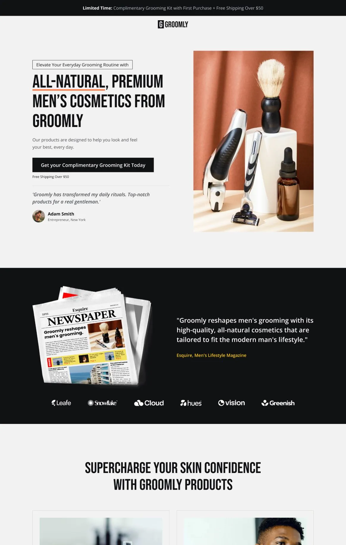 Groomly - Men's Grooming Offer Page