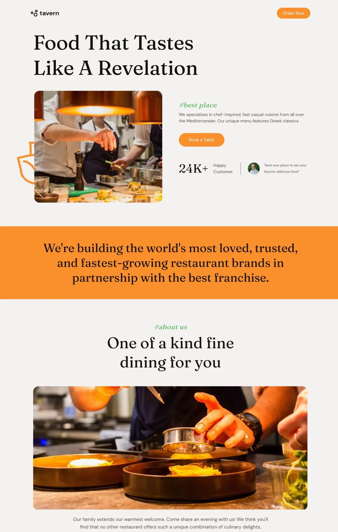 tavern - Restaurant Reservation Page
