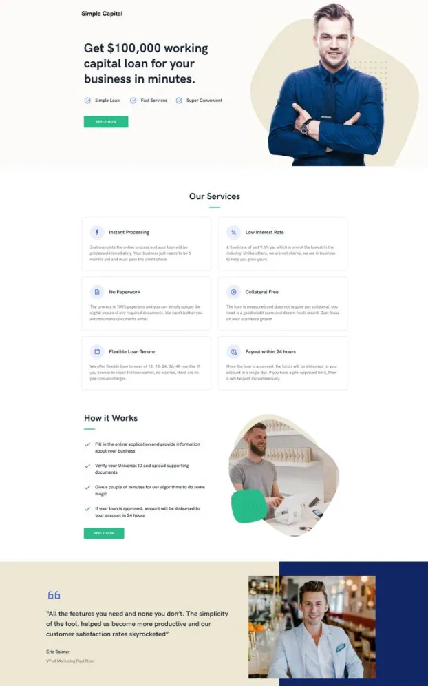 Simple Capital - Business Loan Application Page