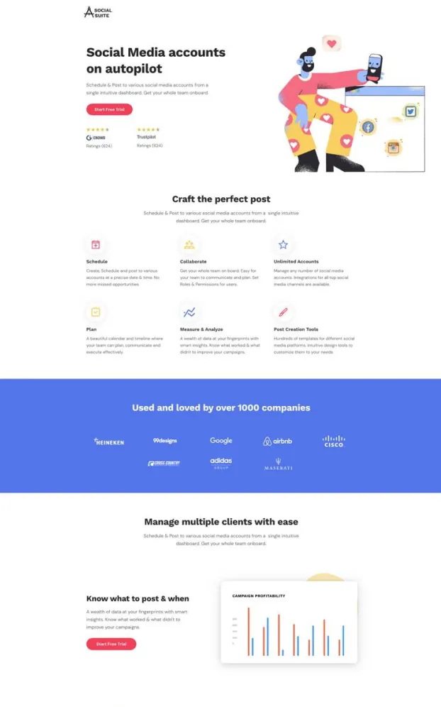 Social Suite - Scheduling Software Signup Page