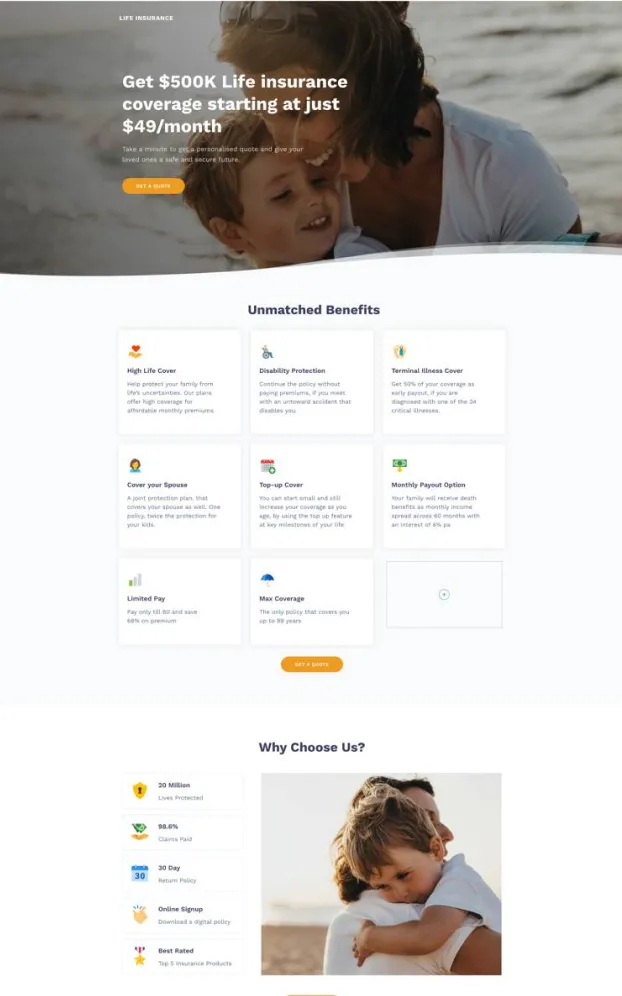 Term Insurance Plan Quote Request Page