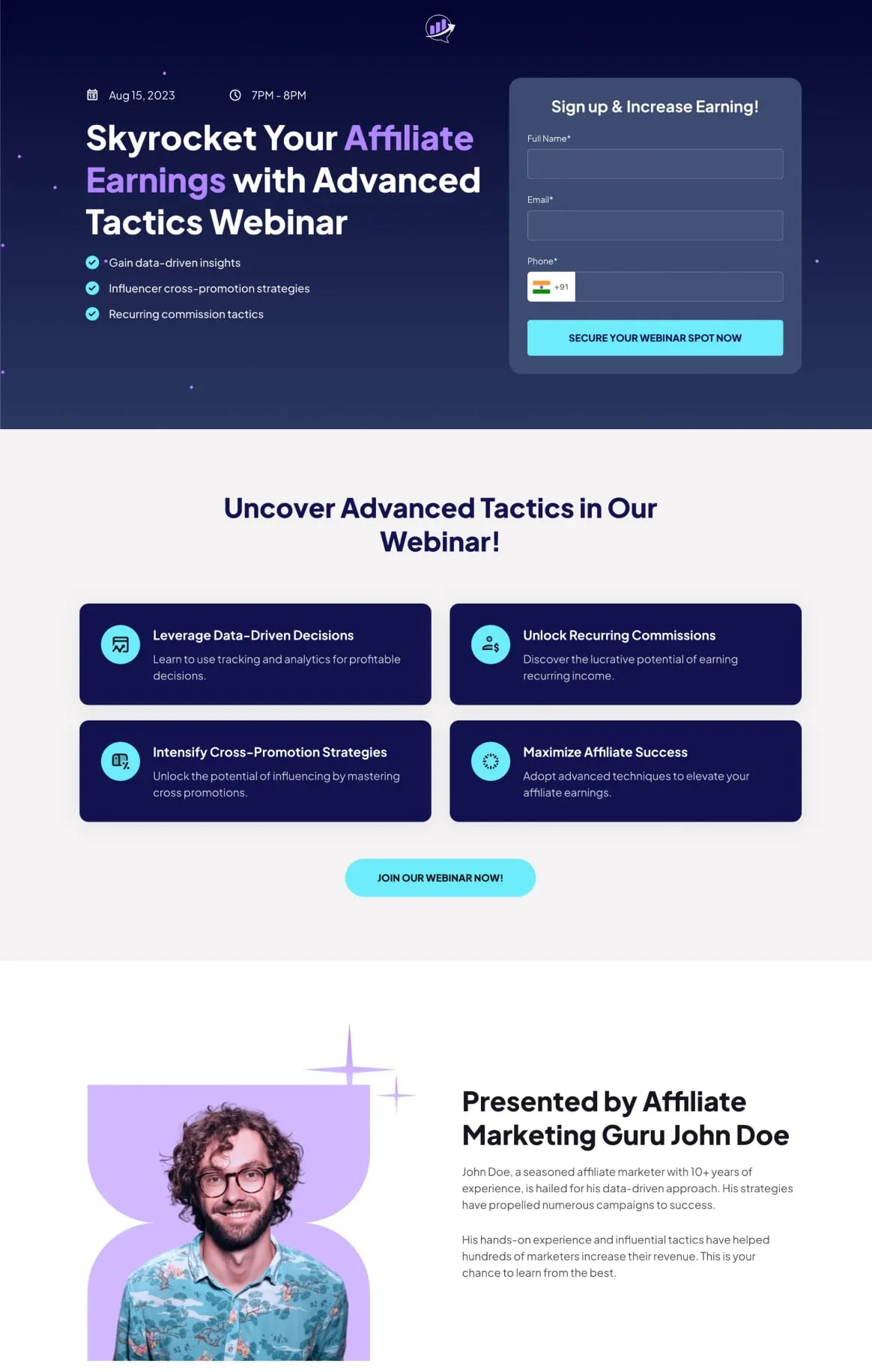 Affiliate Webinar Funnel Lead Optin
