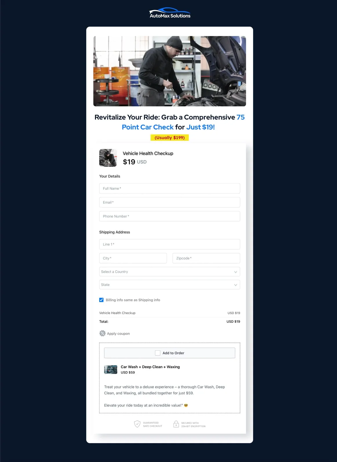Automobile Services Funnel Order