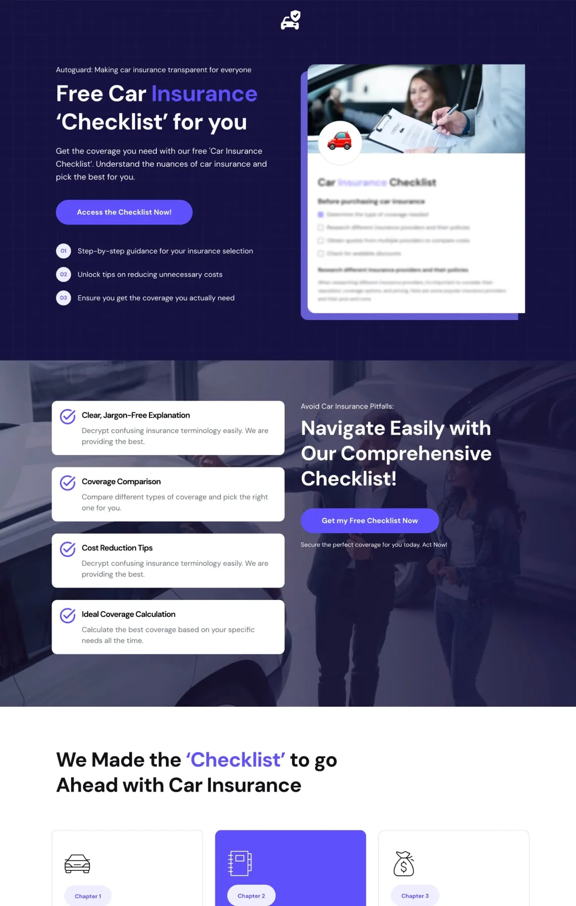 Car Insurance Checklist Funnel Lead Optin