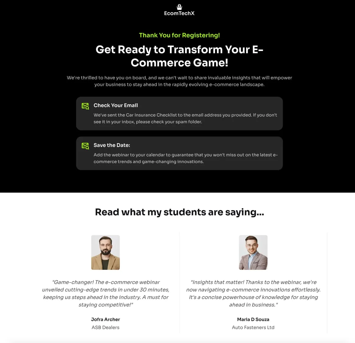 Ecom Trends Webinar Funnel Thankyou
