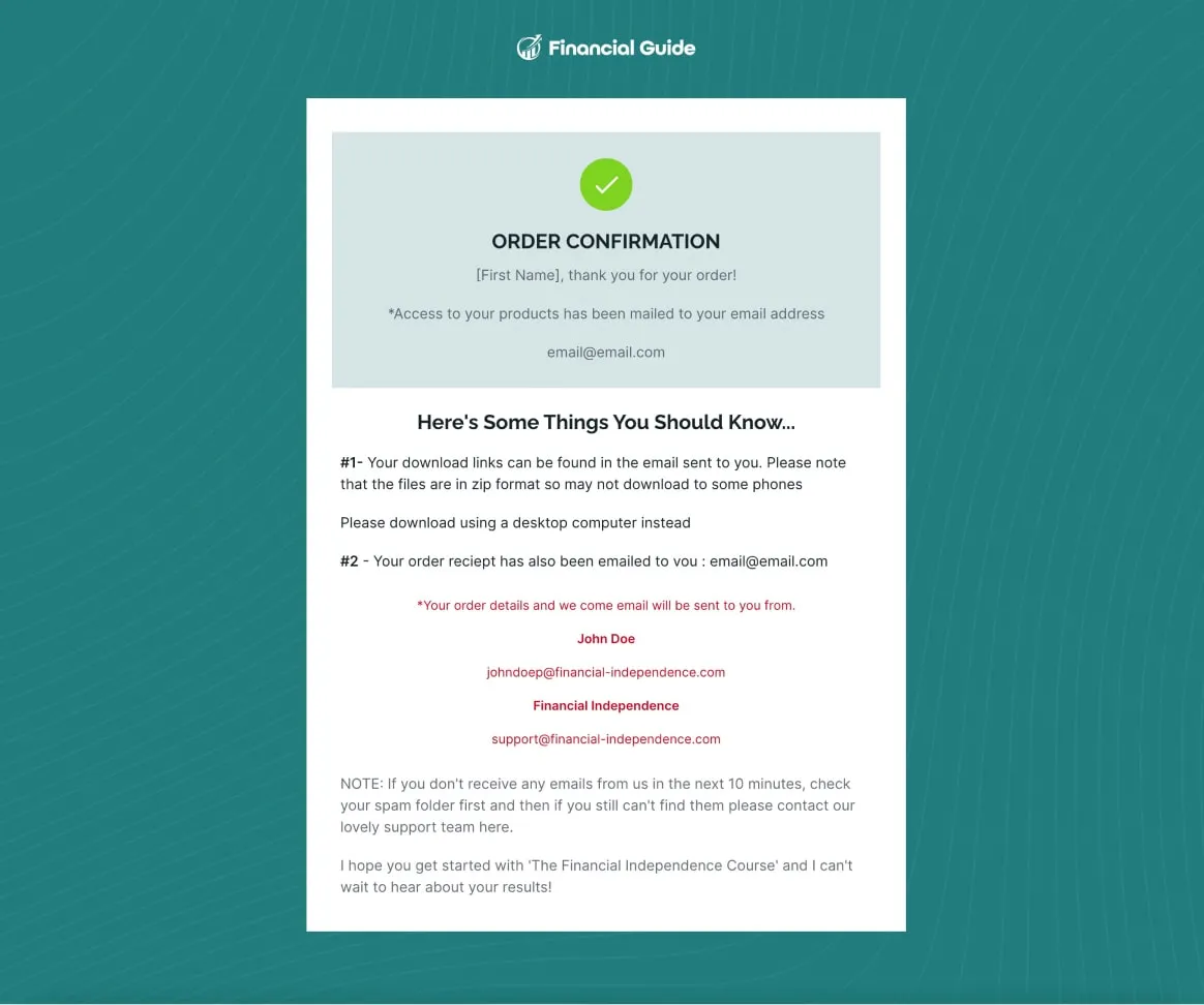 Financial Freedom Funnel Thankyou