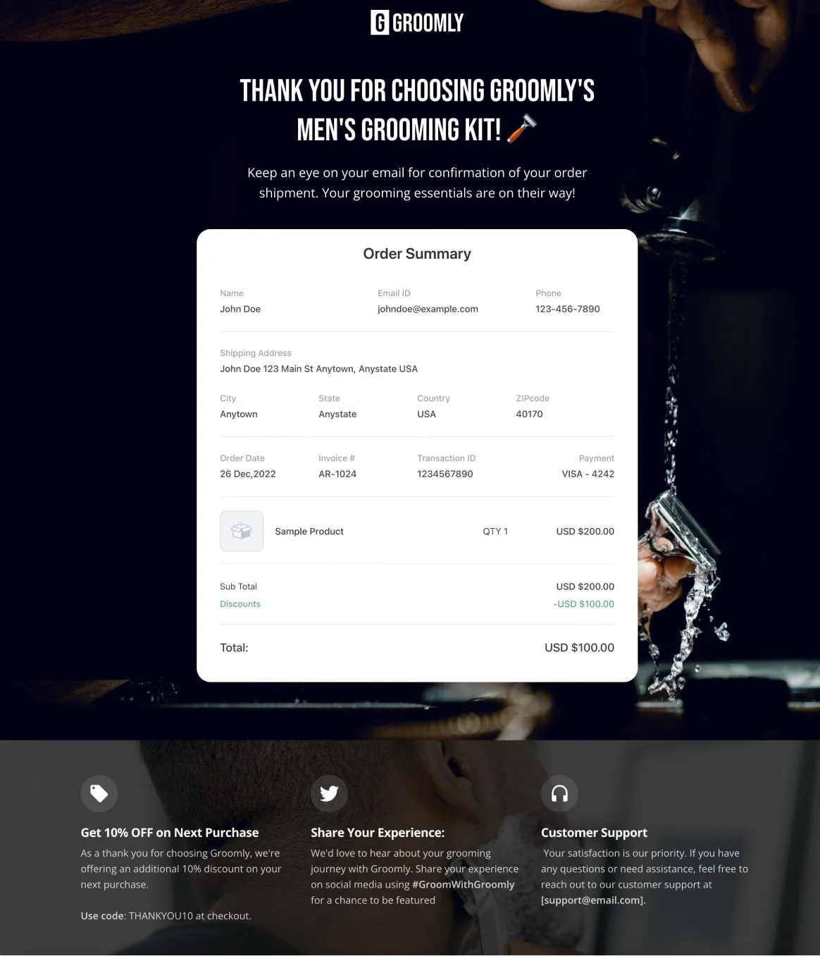 Mens Cosmetic Funnel Thankyou