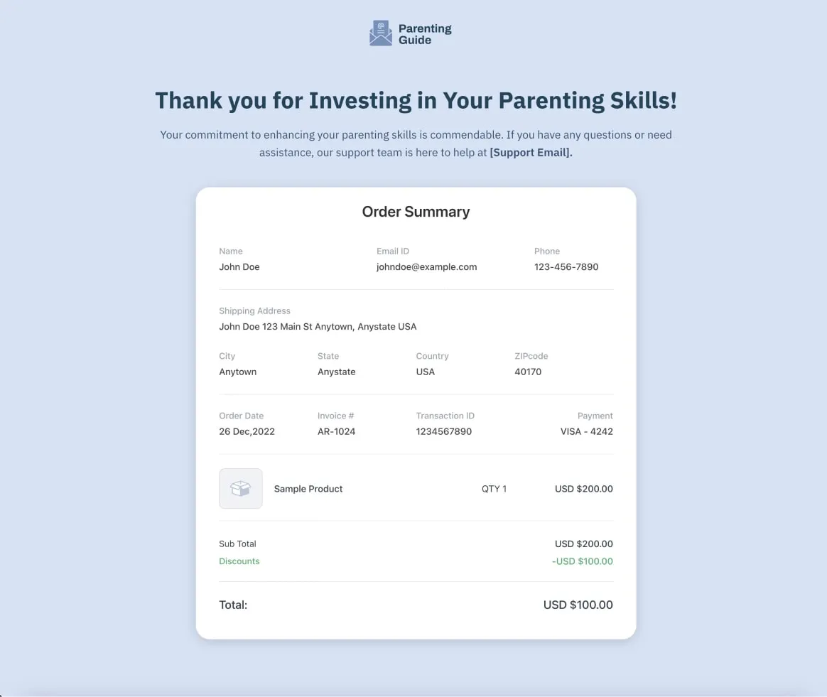 Parenting Printables Funnel Thankyou
