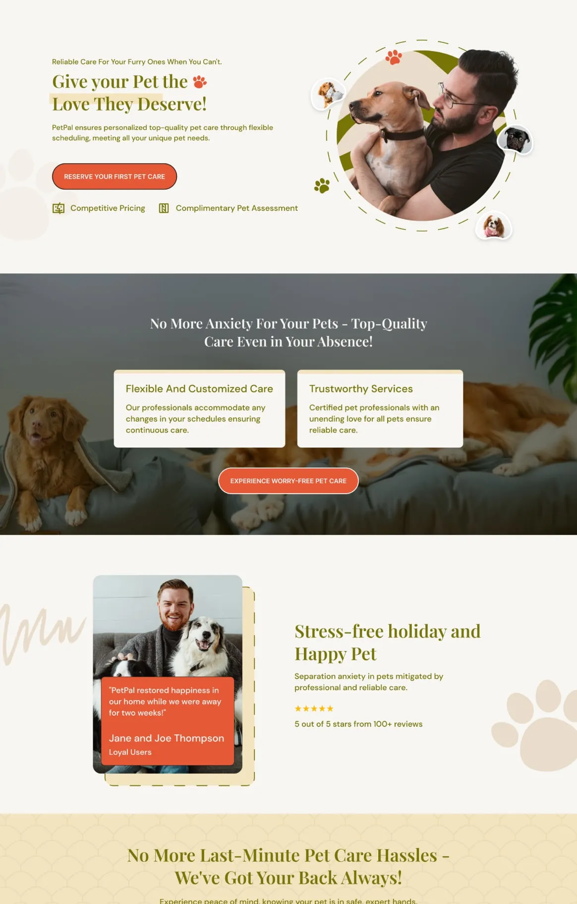 Pet Care Services Lead Optin