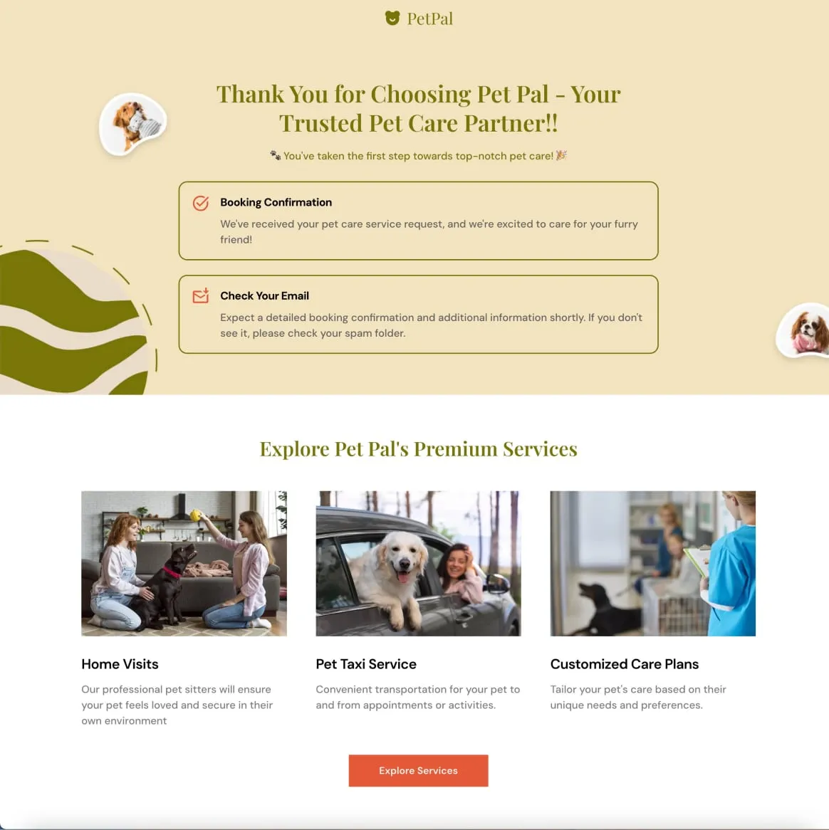 Pet Care Services Thankyou
