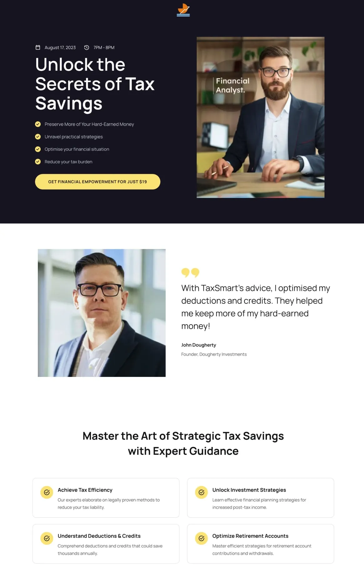 Tax Saving Workshop Funnel Sales