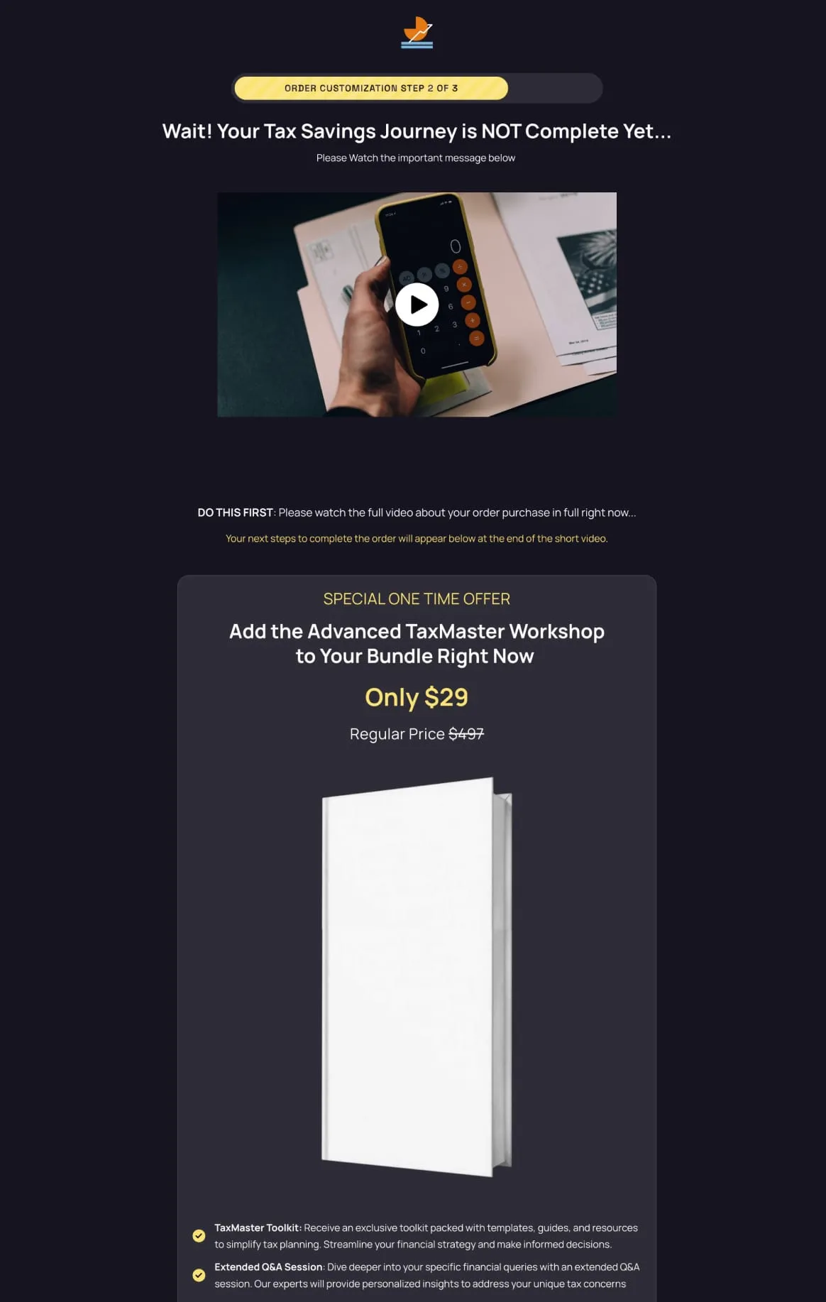 Tax Saving Workshop Funnel Upsell
